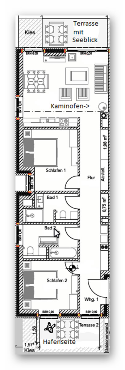 Grundriss Ferienwohnung Seepferdchen