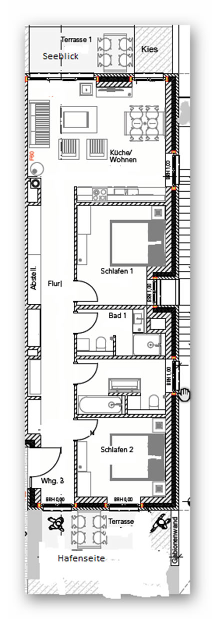 Grundriss Ferienwohnung Seeschwalbe